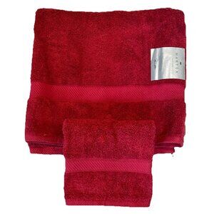 MARTEX Platinum 100% Supima Cotton Loops Bath and Hand Towel Red Made in USA NWT